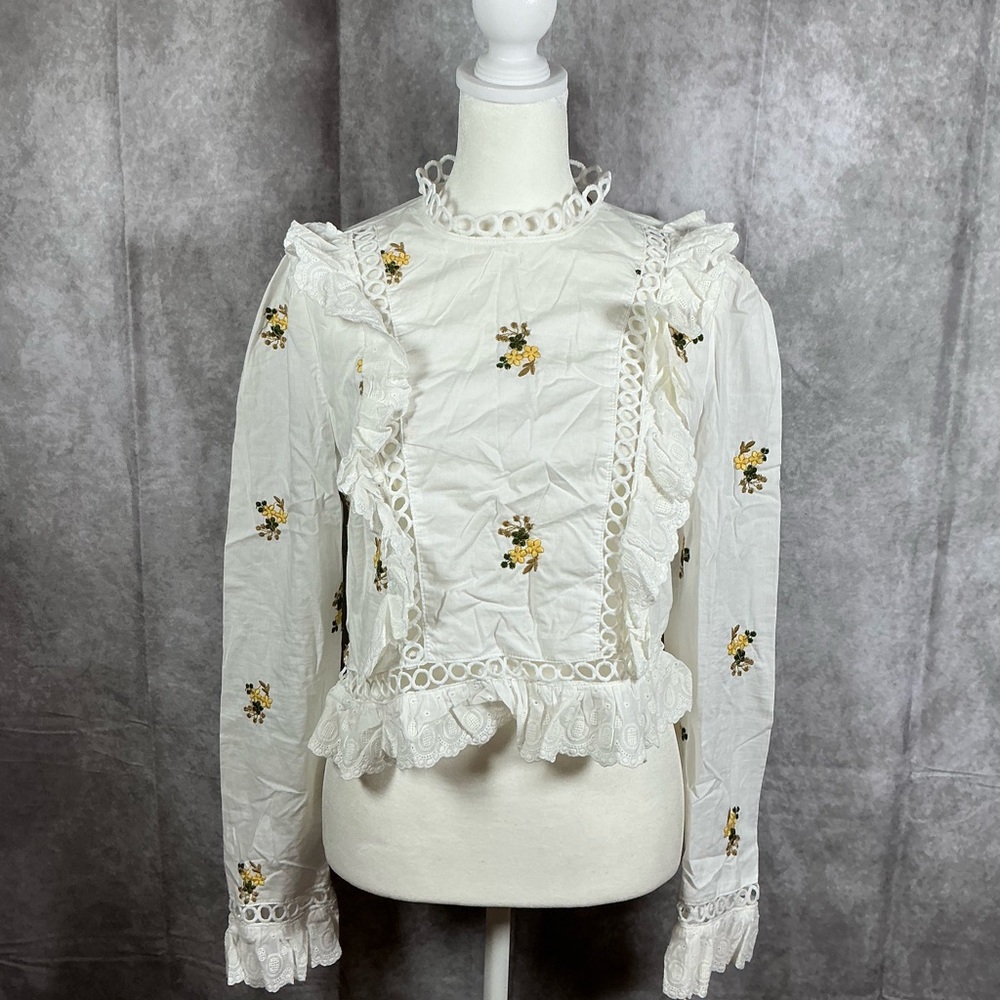 SHEIN White Floral Lace Blouse
